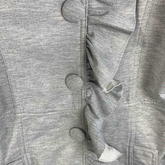 Kut from the Kloth Button Front Ruffle Gray Long Casual Jacket M GUC - Picture 6 of 16